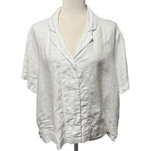 Quince 100% Linen Short Sleeve Button-Up Shirt in White – Size L